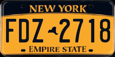 NY license plate FDZ2718