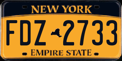 NY license plate FDZ2733