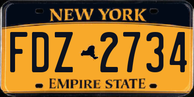 NY license plate FDZ2734