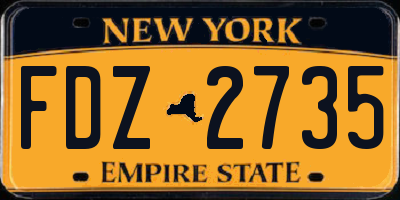 NY license plate FDZ2735