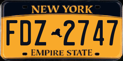 NY license plate FDZ2747