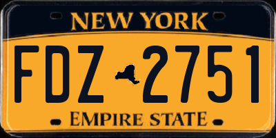 NY license plate FDZ2751