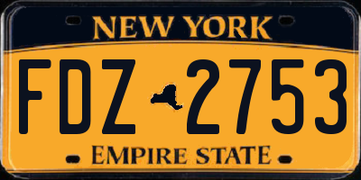 NY license plate FDZ2753
