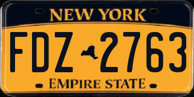 NY license plate FDZ2763