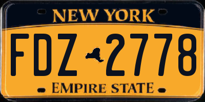 NY license plate FDZ2778