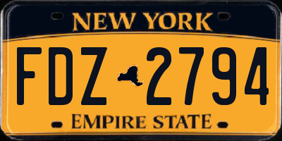 NY license plate FDZ2794