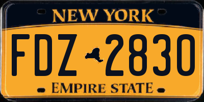 NY license plate FDZ2830