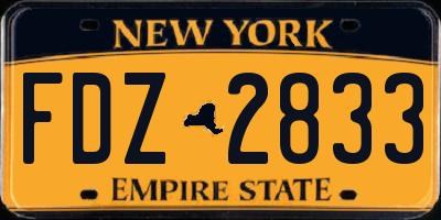 NY license plate FDZ2833