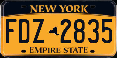 NY license plate FDZ2835