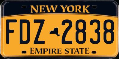 NY license plate FDZ2838