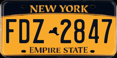 NY license plate FDZ2847