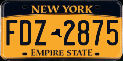 NY license plate FDZ2875