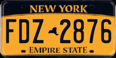 NY license plate FDZ2876