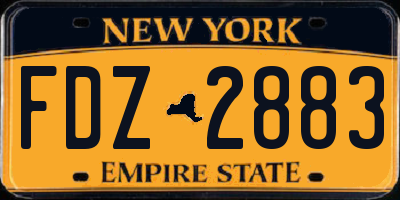 NY license plate FDZ2883