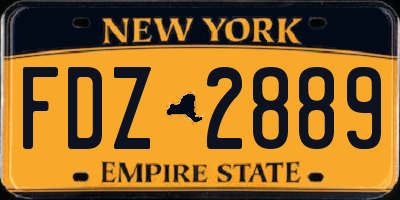NY license plate FDZ2889