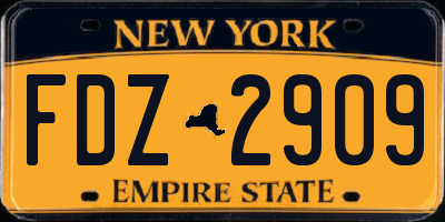 NY license plate FDZ2909