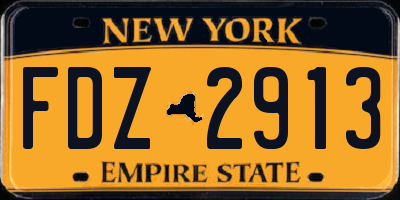 NY license plate FDZ2913