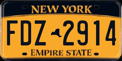 NY license plate FDZ2914