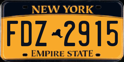 NY license plate FDZ2915