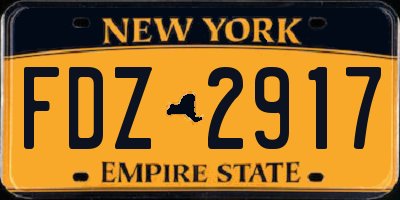 NY license plate FDZ2917