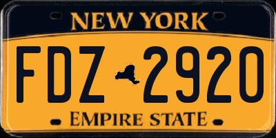 NY license plate FDZ2920