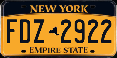 NY license plate FDZ2922