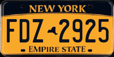 NY license plate FDZ2925