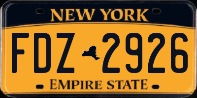NY license plate FDZ2926