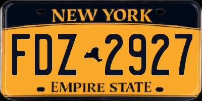 NY license plate FDZ2927
