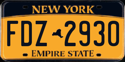 NY license plate FDZ2930