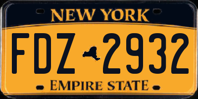 NY license plate FDZ2932
