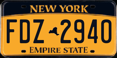 NY license plate FDZ2940