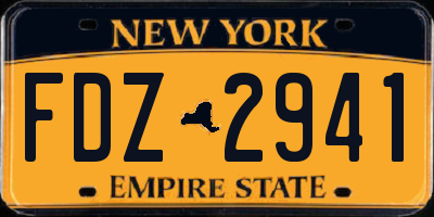 NY license plate FDZ2941
