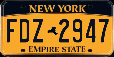 NY license plate FDZ2947