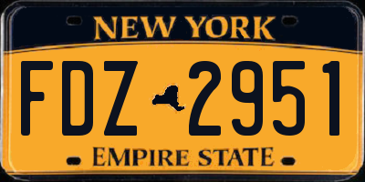 NY license plate FDZ2951
