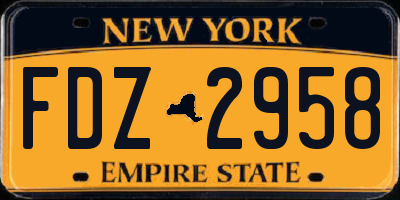 NY license plate FDZ2958