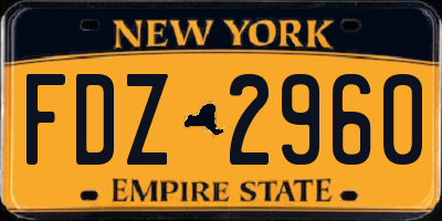 NY license plate FDZ2960