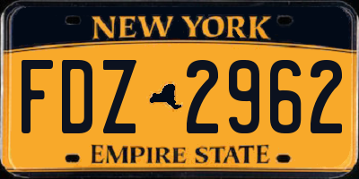 NY license plate FDZ2962