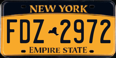 NY license plate FDZ2972
