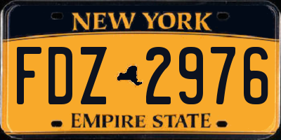 NY license plate FDZ2976