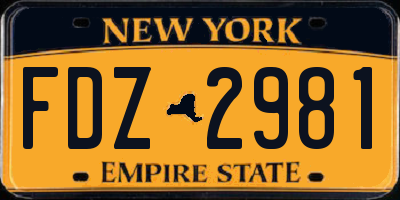 NY license plate FDZ2981
