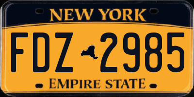 NY license plate FDZ2985
