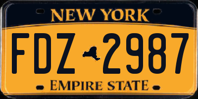 NY license plate FDZ2987