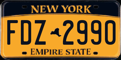 NY license plate FDZ2990