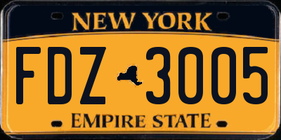 NY license plate FDZ3005