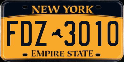 NY license plate FDZ3010