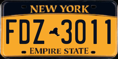 NY license plate FDZ3011