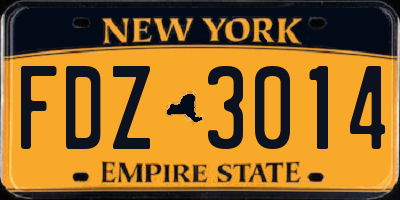 NY license plate FDZ3014
