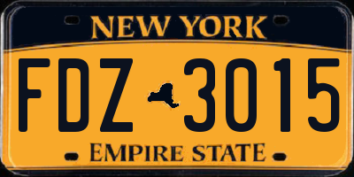 NY license plate FDZ3015