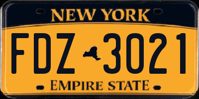 NY license plate FDZ3021